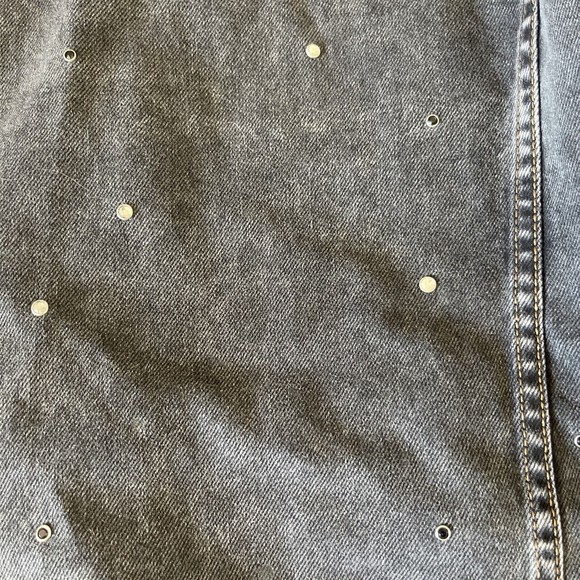 Boohoo Blue Womens Gray Jacket Denim Rhinestone Sequin Y2k 80's look Size 8 - Picture 13 of 15